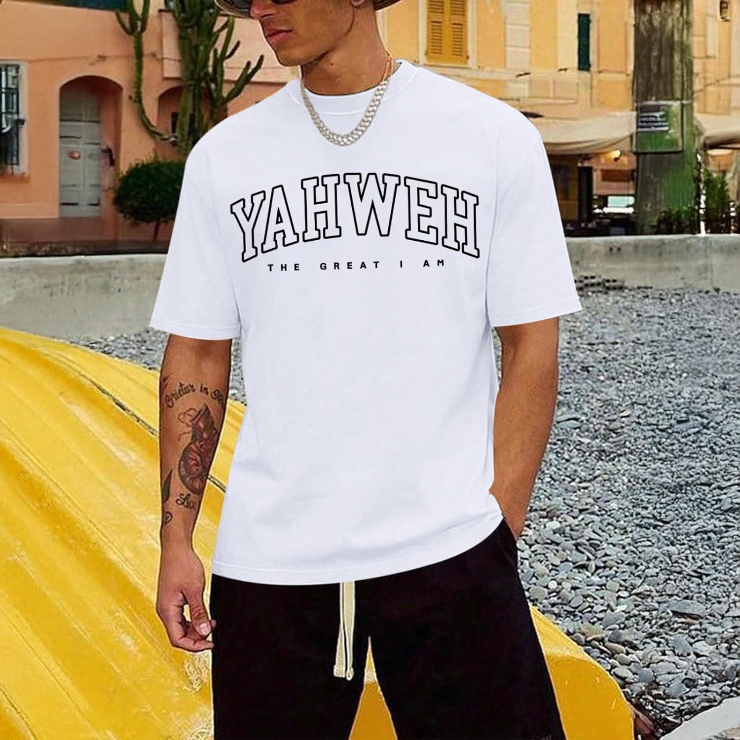 Christian Jesus Shirts for Men Religious God Yahweh Faith Shirt Bible Verse Vintage Oversized Graphic Tees Cotton Top - Image 3
