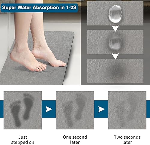 Miniatura 9 de HERA BEAUTY Tapete de baño súper absorbente, de secado rápido, de goma antideslizante, fácil de limpiar, lavable a máquina, tapetes de baño delgados