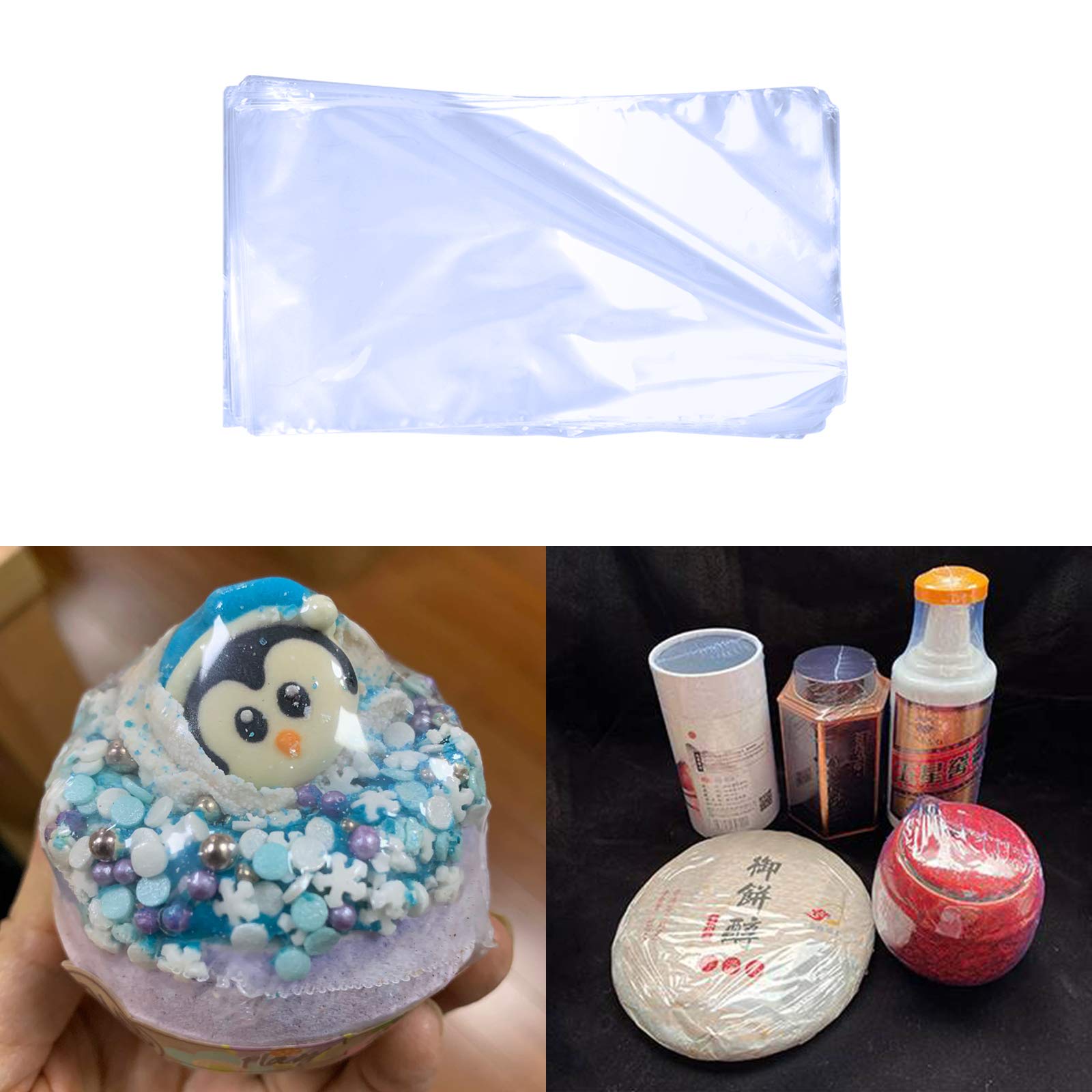 400 Pcs de Sac Thermorétractable Sachet Thermo-rétractable Film Transparent en POF Rétractable à Chaud pour Emballage de Bougie Savon Livre Marchandises et Conditionnement de Boule de Bain