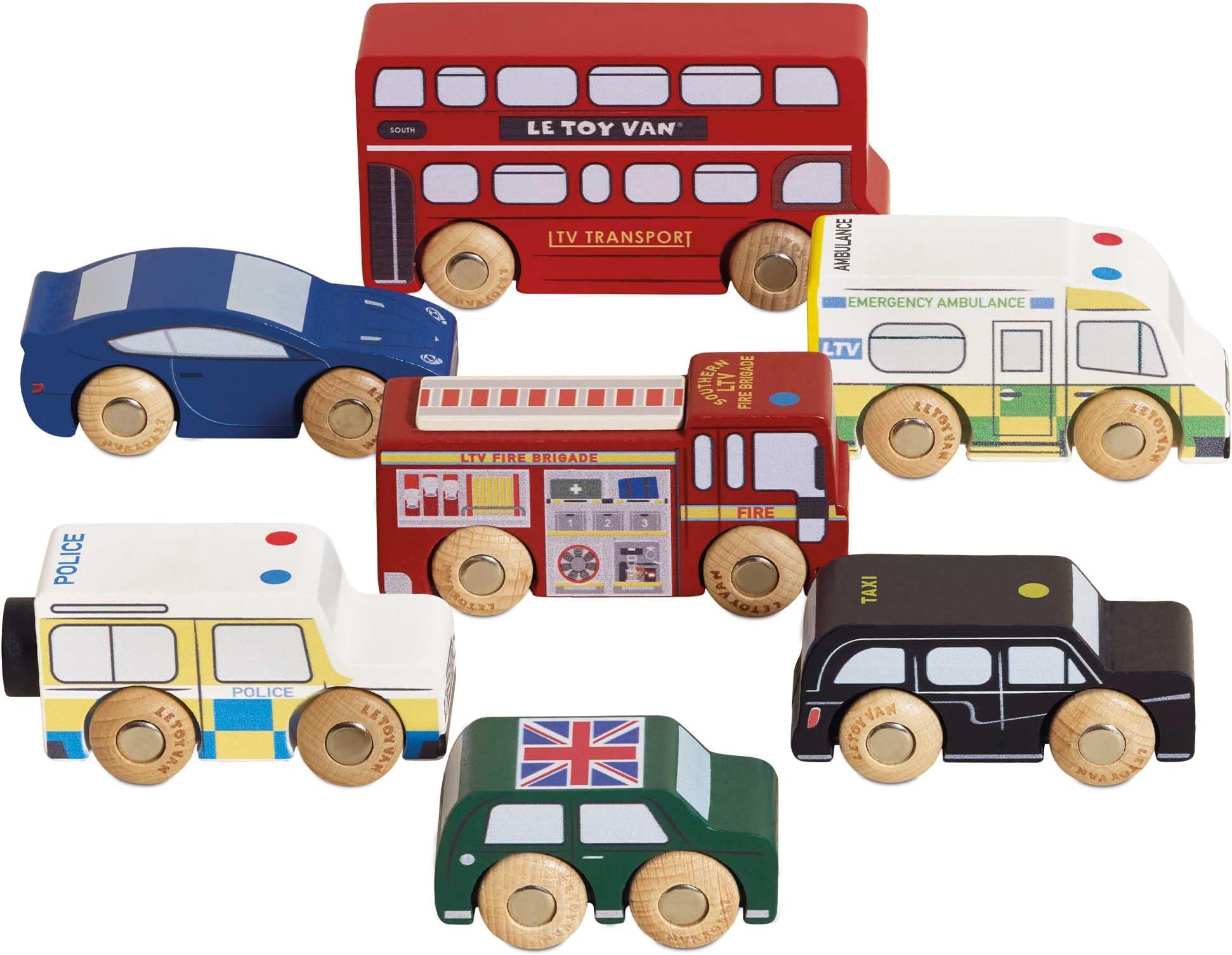 Le Toy Van - Iconic Wooden London Themed Toy Car Play Set - Set 7 Pieces | Play Vehicle Role Play Toys - Suitable For 2 Year Old +