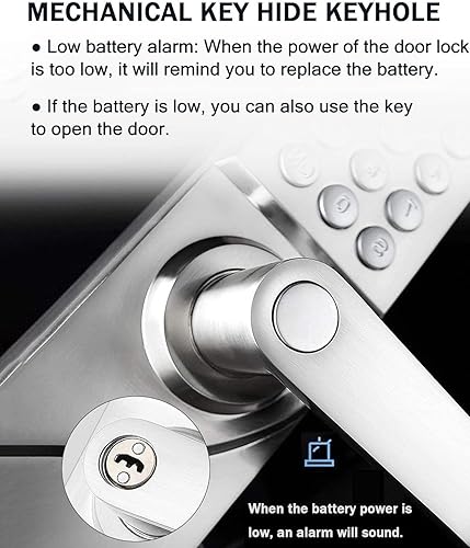 Miniatura 3 de FDOSE-POERRY - Cerradura de puerta de entrada sin llave, cerradura de puerta inteligente con código, cerradura de puerta con teclado con asa para