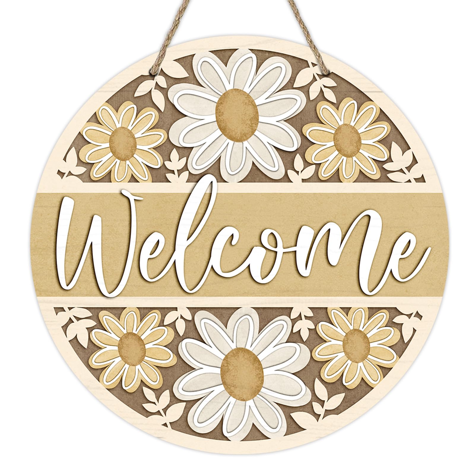 Photo 1 of ***STOCK PHOTO FOR REFERENCE ONLY***Deroro Welcome Spring Summer Daisy Flower Front Door Sign, Yellow Floral Farmhouse Wood Door Hanger Outdoor Outside Porch Decor, Rustic Seasonal Wooden Wreath Indoor Wall Hanging Decoration