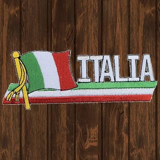 Paddy's Patches Italy Italia, Mediterranean, Rome Iron On Patch 4.875" x 1.75" - Embroidered Patches - Embroidery Badges - Applique Badge for Ironing onto Jackets, Backpacks, Hats, Caps, & Jeans