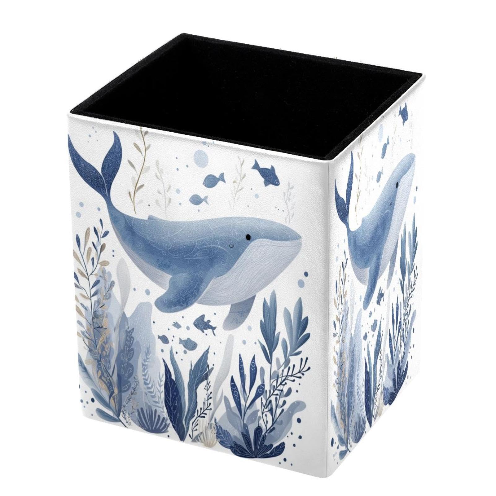 DragonBtu Desktop Pencil Holder, Whale Rectangular Pencil Cup, Pencil Storage Bag Office Desk Supplies Case for School, Kids