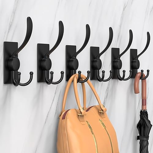 Miniatura 82 de PMMASTO Ganchos para toallas – Gancho de pared resistente para colgar – Ganchos de ducha (negro, forma de J, 6 unidades) Negro,Plata " J " forma 6