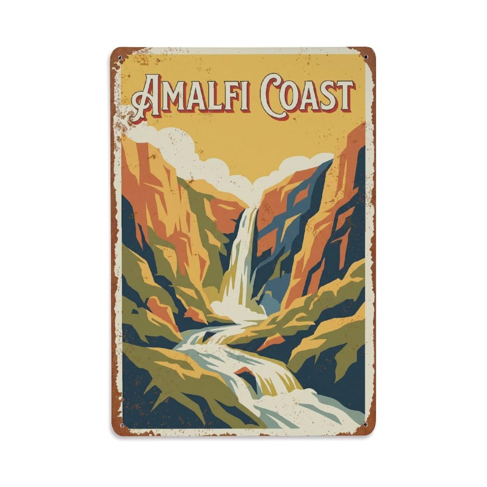 Vintage Travel Cascade Italy Waterfall Metal Tin Sign