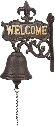 Miniatura 2 de Juvale Campana de cena para exteriores, 6.7 x 8.9 x 0.8 pulgadas, hierro fundido negro, estilo antiguo, campana de bienvenida al aire libre para