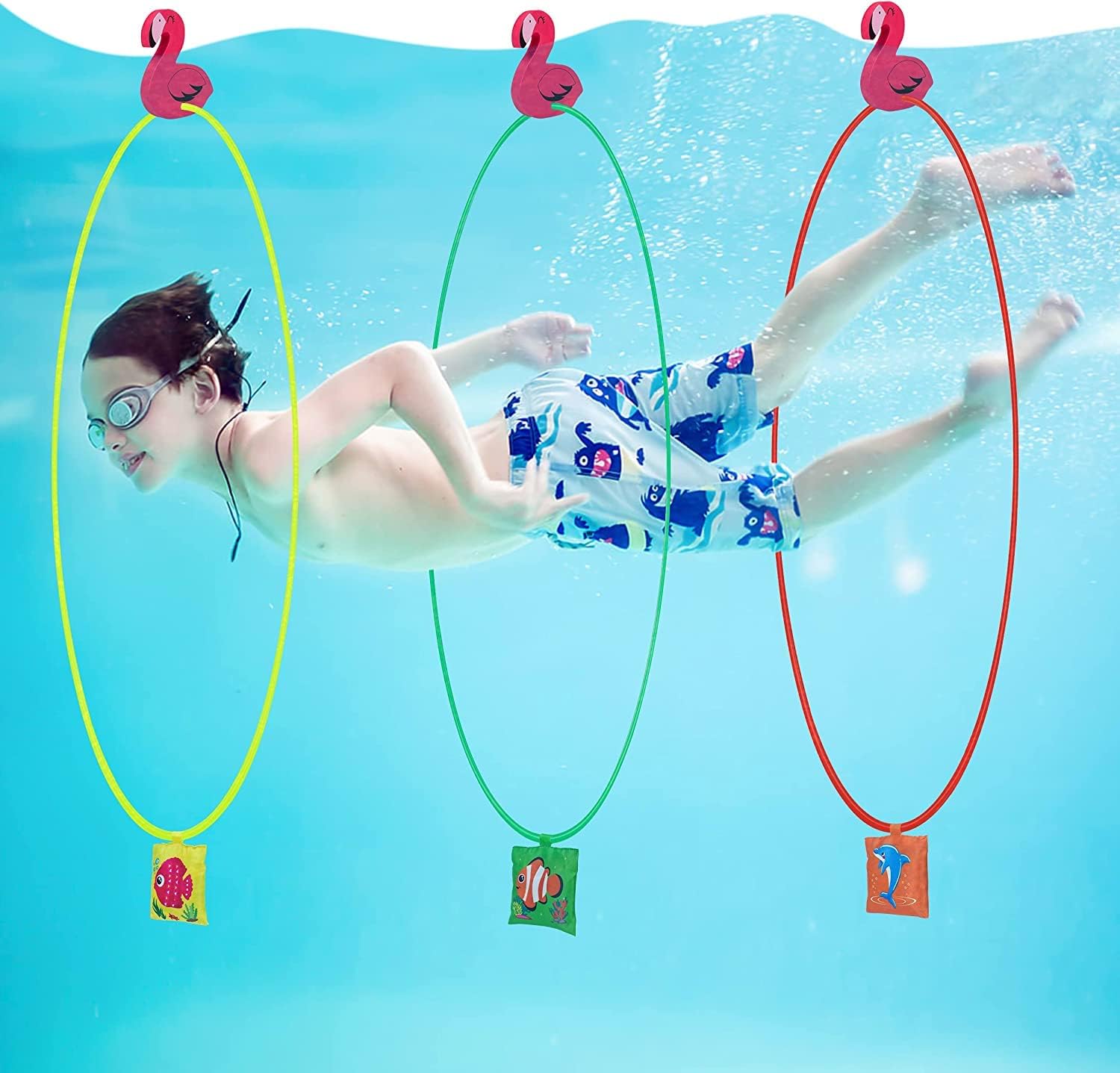 3PCS Pool Diving Rings Toys for Kids Toys Swim Hoops, Swimming Through