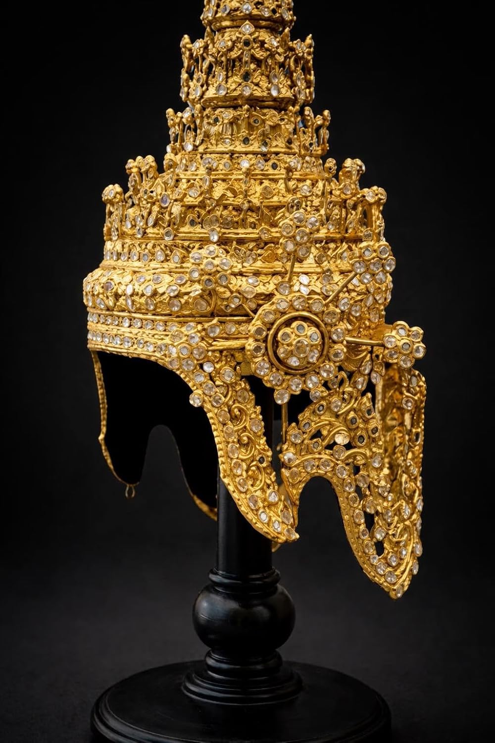 SIAM REGAL Thai Traditional Gold Bridal Crown Headdress, Wedding Jewelry Headpiece, Temple Dancer Tiara, Cultural