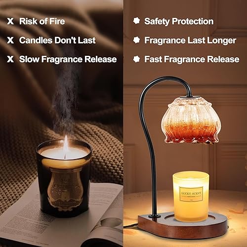 Miniatura 5 de Lámpara calentadora de velas con temporizador, calentador eléctrico regulable de velas, frasco pequeño y grande, portavelas con fragancia para