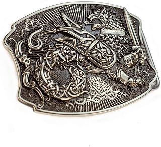 Semargl solid german silver belt buckle, handmade Mythical winged lion Simargl buckle, Slavic mythology Griffin creature belt buckle