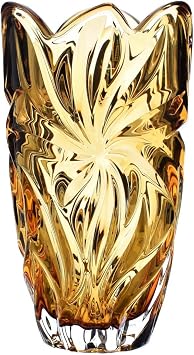 Vase 11" Crystal Glass,Bohemia Crystal,Flower Vase,Home Decor, Centerpiece Amber Bud vase, Czech Bohemia Crystal Glass, Wedding Gift