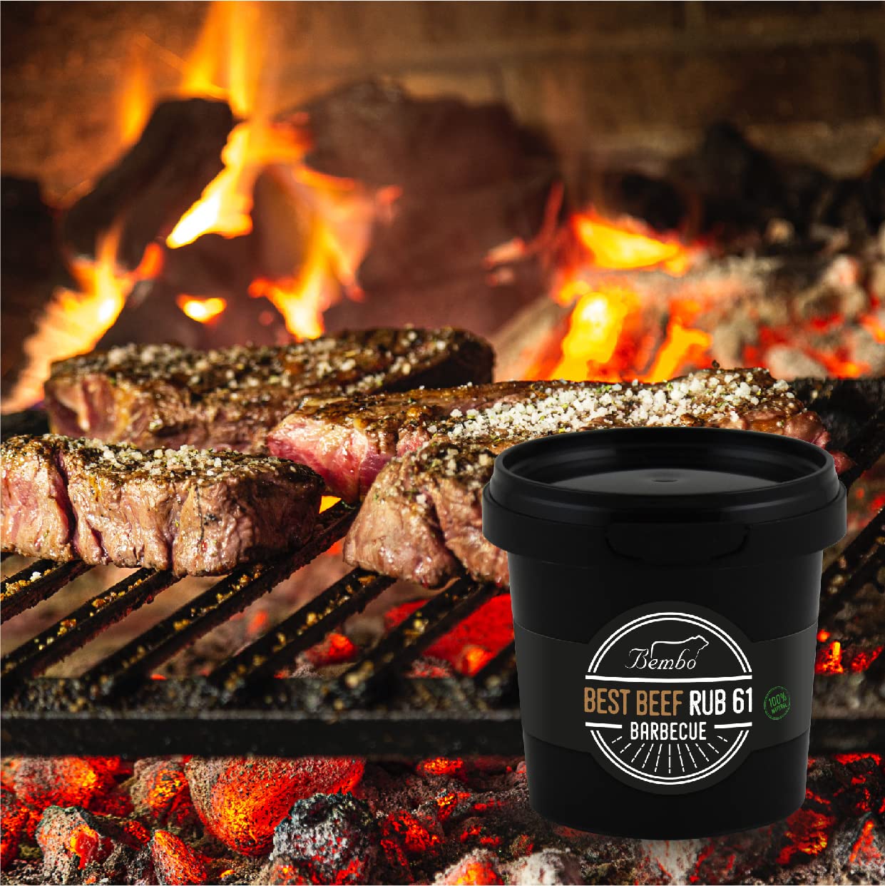 BBQ Best Beef Rub 61 Bembo – 500 g - Mix Spezie per Manzo Arrosto e Roast Beef – Rub Barbecue per Marinatura a Secco – Ideale per Forno, Griglia e BBQ - Made in Italy