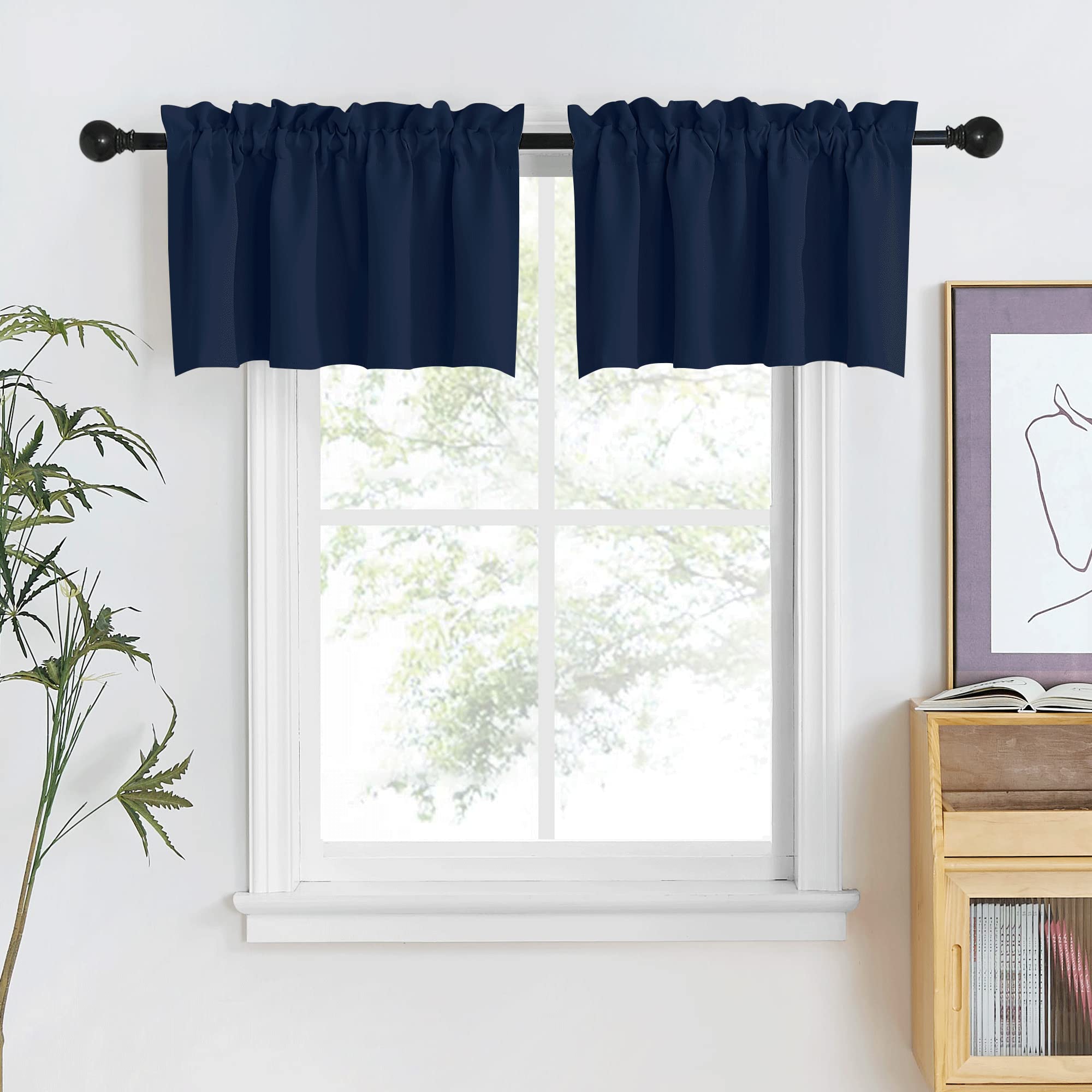 Wolf Star Moon Kitchen Valance Curtains - 2 Panels, 54x18 Inch, Rod Pocket Fantasy Window Valance - View #2