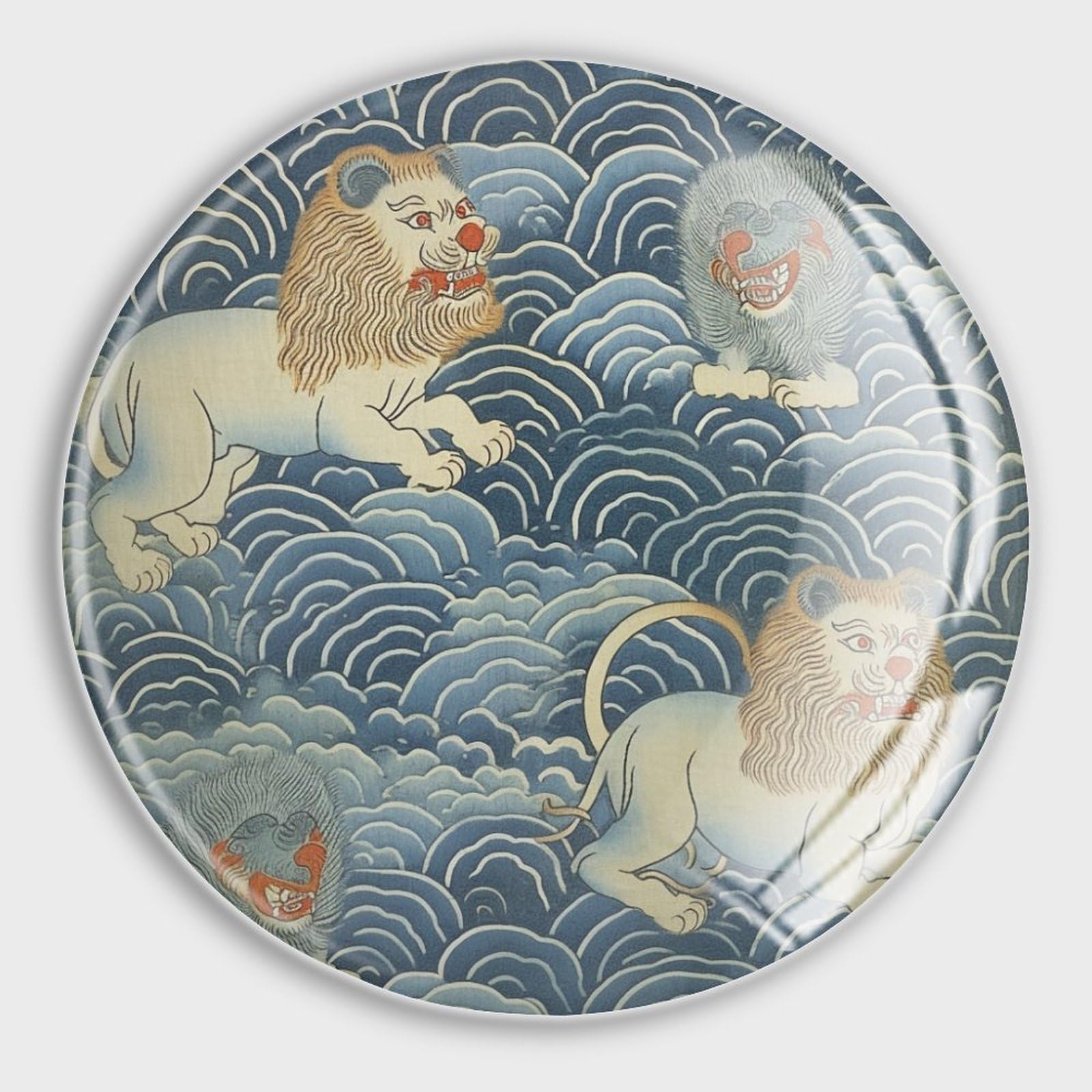 Aimants de tableau blanc en verre japonais bleus pour décoration maison rustique