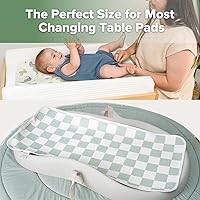 Vista 2 de haakaa Forro impermeable para cambiador, 100% algodón, suave y transpirable (2 piezas, 13 x 27.5 pulgadas, Dino Land+días a cuadros)