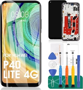 SRJTEK For Huawei P40 lite 4G Screen Replacement For Huawei P40 lite 4G 2020 LCD Display For Huawei P40 lite 4G Digitizer Assembly JNY-L21A Repair Kits With FrameBlack