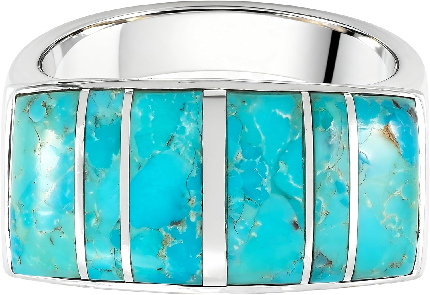 Turquoise Ring Sterling Silver 925 Genuine Gemstones Size 6 to 14 - Image 4