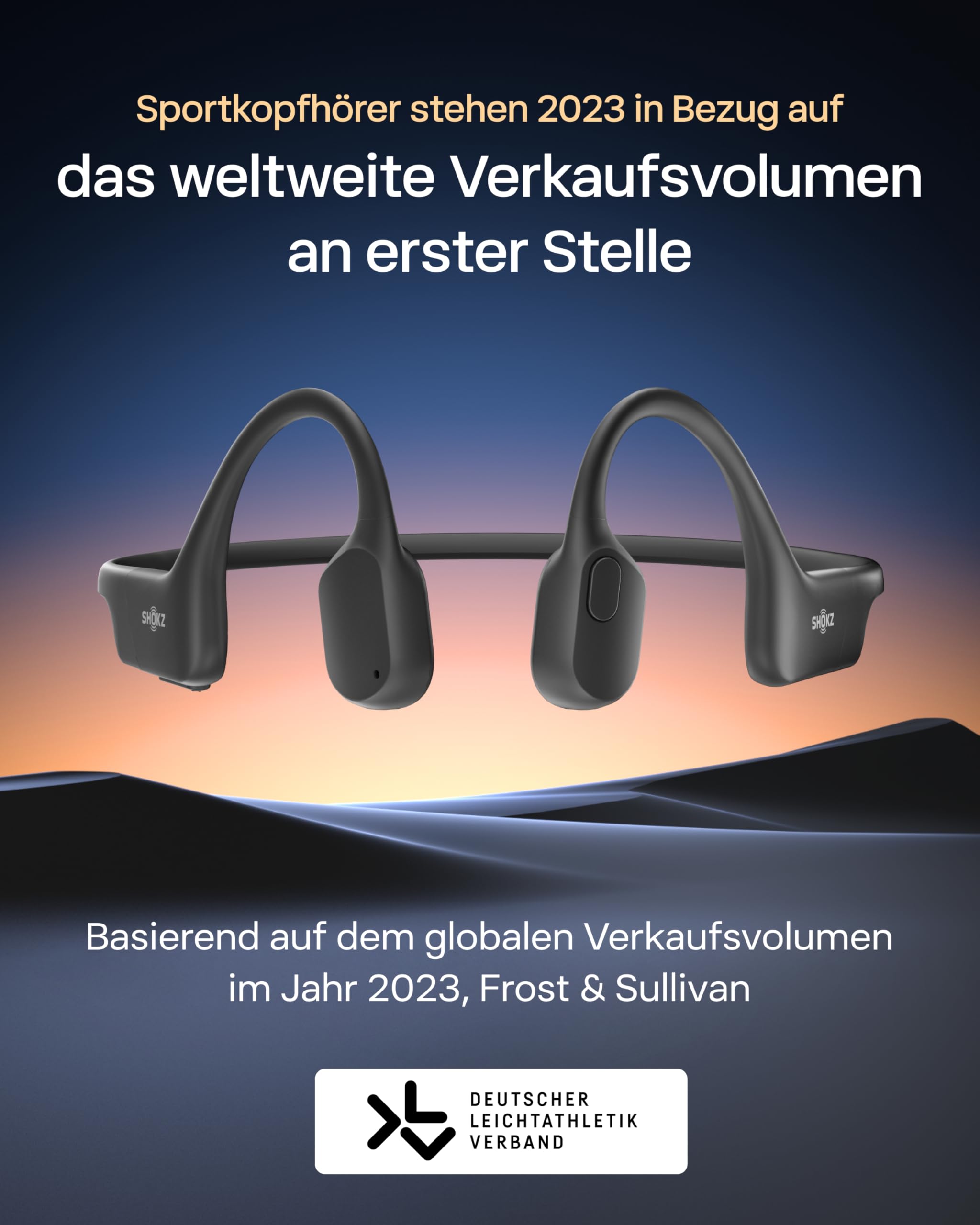SHOKZ OpenRun Knochenschall Kopfhörer, Open-Ear Sport Bluetooth Kopfhörer mit Noise-Cancelling Mikrofon, IP67 wasserdichte kabellose Ohrhörer zum Laufen, 8 Std Spielzeit, USB-C, mit Sport-Stirnband