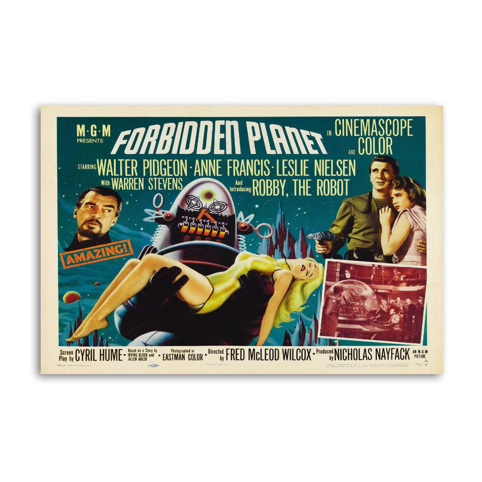 UZSRetro Classic Movie Forbidden Planet Sci Fi Canvas Art Poster and Wall Art Picture Print, Wall Decoration Modern Family Bedroom Decor Posters 16x24inch(40x60cm)