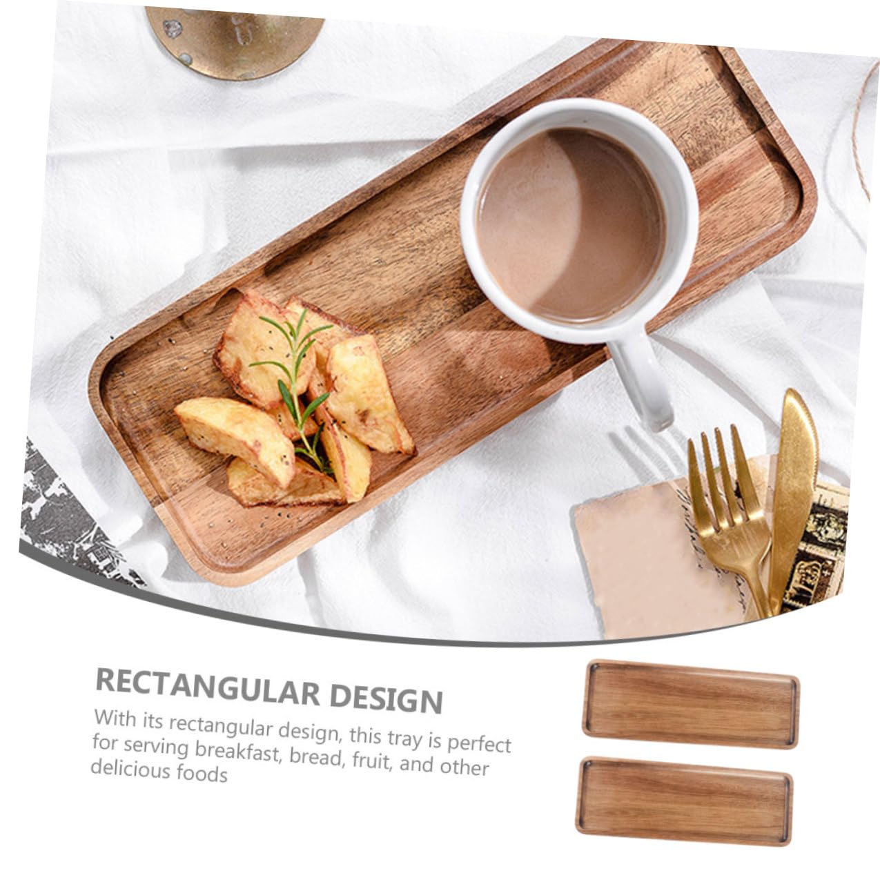 Bandeja de Madera Rectangular Grande, para Servir, 2