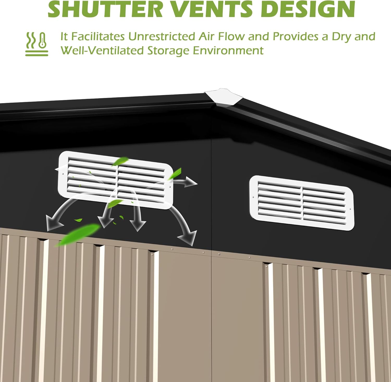 8×10 FT Metal Shed Outdoor with Peaked Roof, Weather Resistant Outdoor Storage Shed with Lockable Double Doors for Backyard, Patio Lawn, Garden