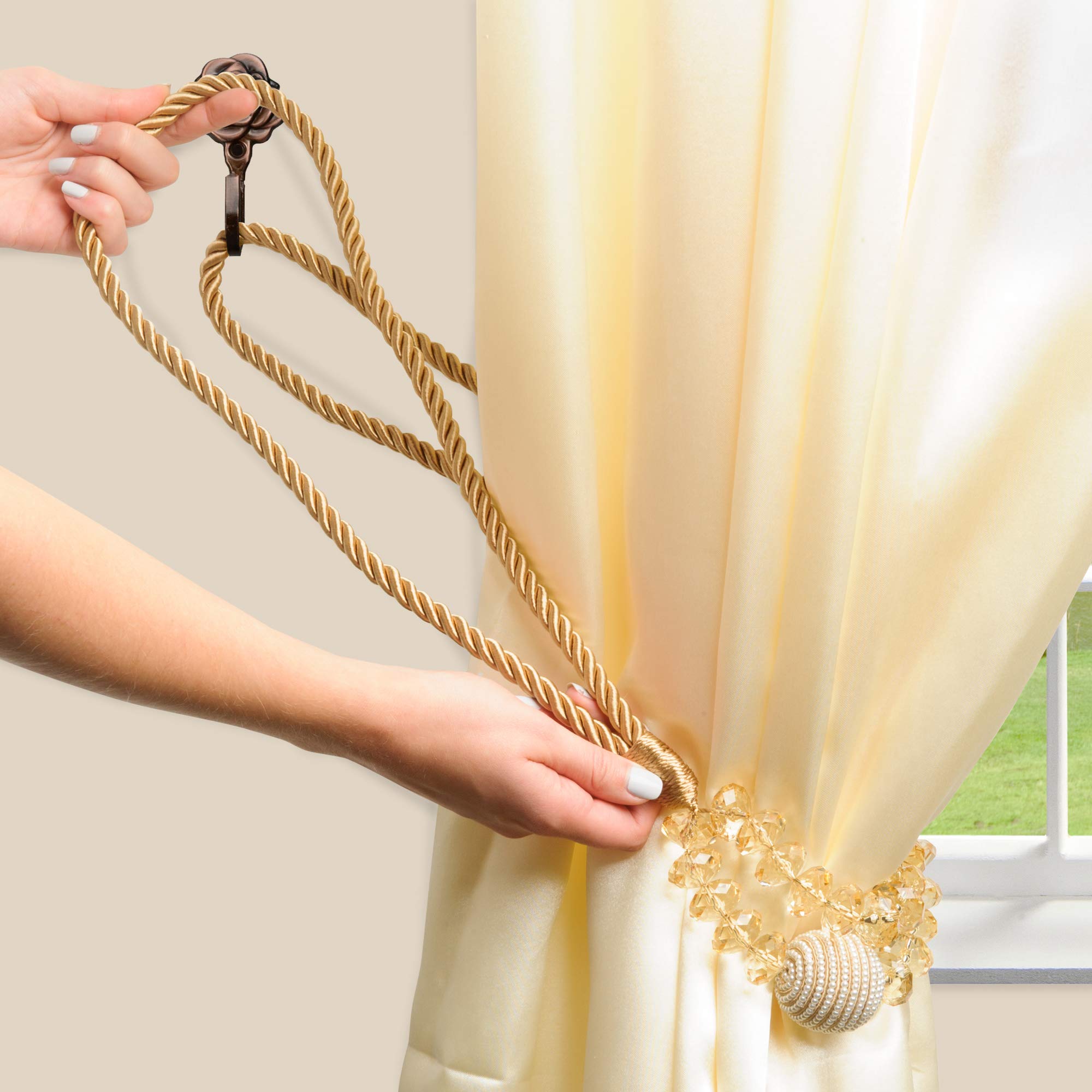 Confezione Da 2 Fermatende, Ganci Decorativi Per Tende Da Finestra Supporti Per Tendaggi Fermatende In Metallo Per Tende Pesanti E Leggere Ganci Nero 88911501