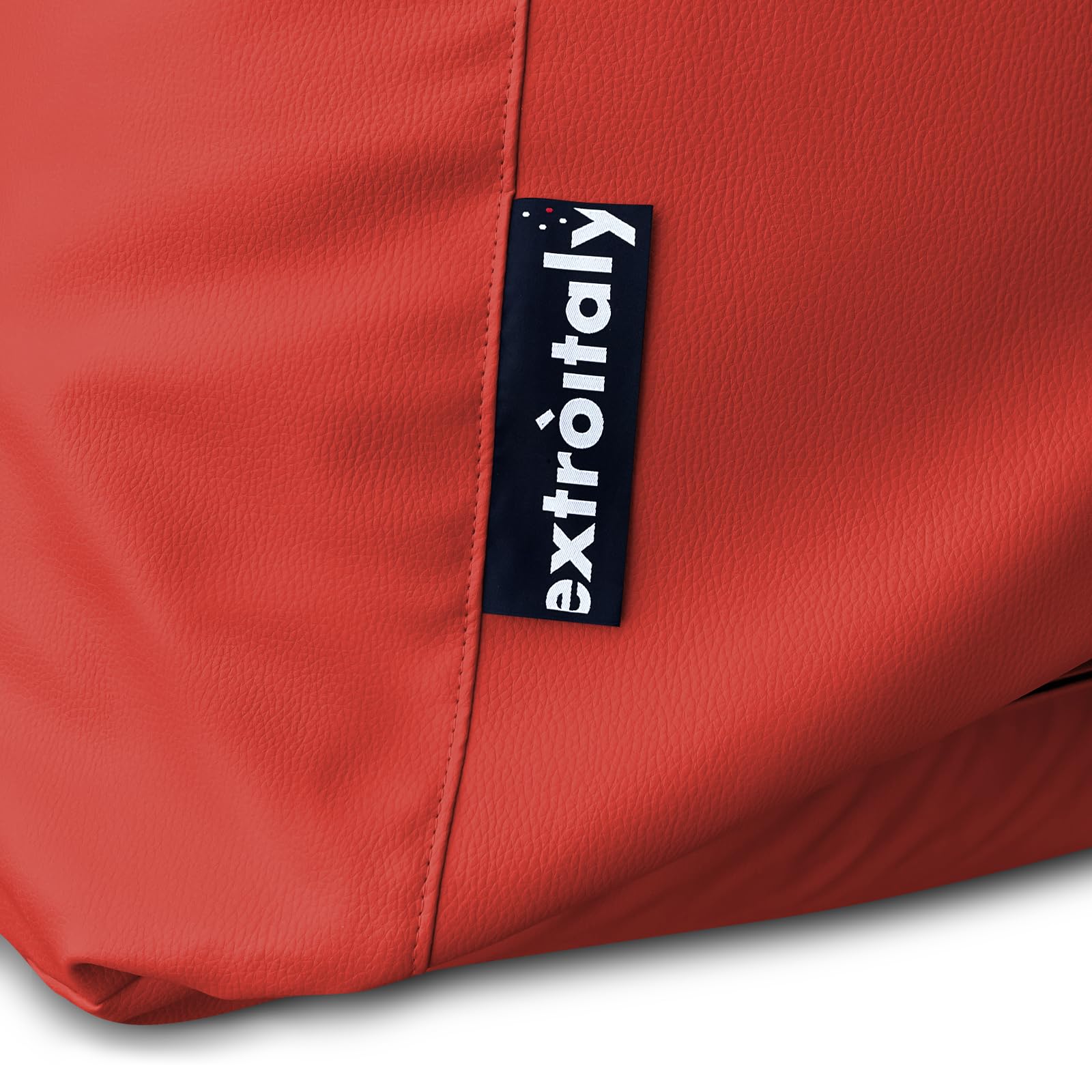 Pouf Poltrona Sacco Floss - Ecopelle Arancio, 90x70x75 Cm, Perle Polistirolo, Made In Italy