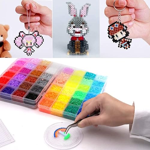 Miniatura 6 de Feelmate Kit de cuentas de mini fusibles de 26,000 piezas de 48 colores de 0.102in, juego de cuentas de hierro, incluye 4 tableros de clavijas, 4