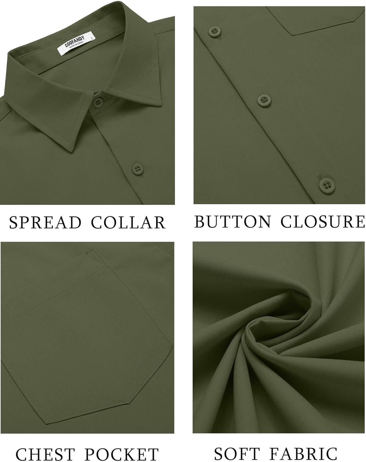 COOFANDY Men's Button Down Shirts Short Sleeve Casual Dress Shirts Untucked Summer Shirt with Pocket - Image 5