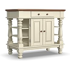 Homestyles Cuisine Kitchen Cart, Wood Top, 18.75 x 32.5 x 35.5 inches, Off White