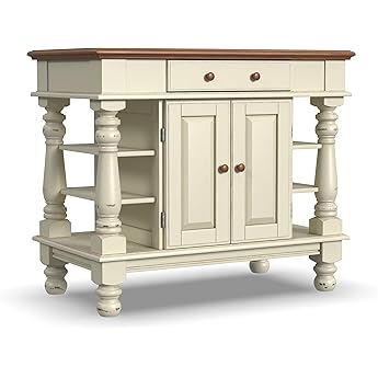 Homestyles Cuisine Kitchen Cart, Wood Top, 18.75 x 32.5 x 35.5 inches, Off White