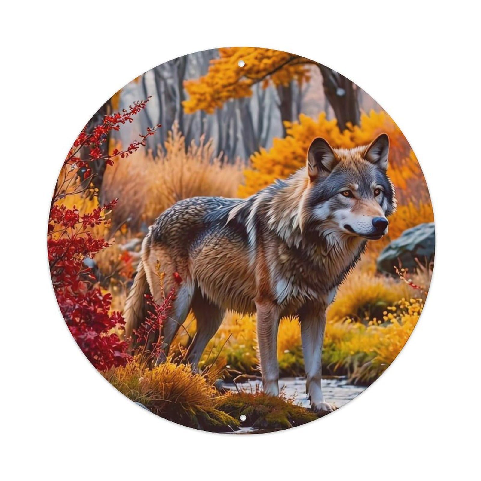 Animal Wolf by The River Metal Tin Sign