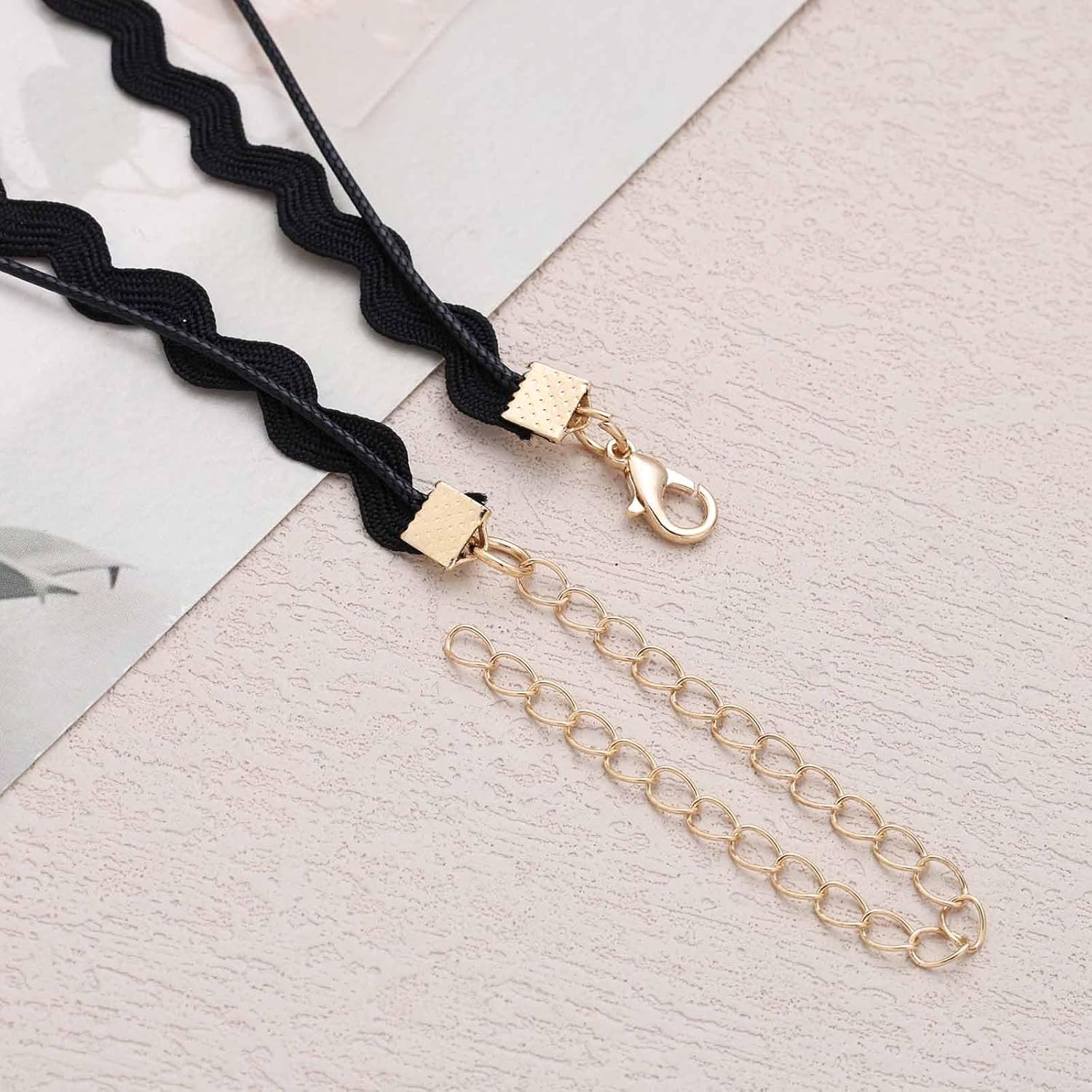 Vintage Layered Black Wave Velvet Choker Necklace Enamel Star Pendant Necklace Black Star Choker Short Leather Boho Suede Clavicle Jewelry for Women - Image 6