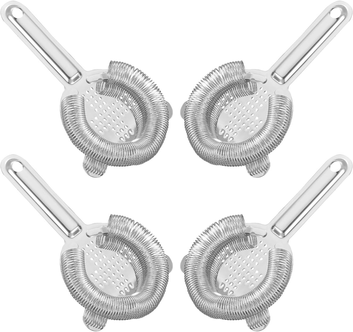 Ciieeo Cocktail Strainer Set Lightweight and Compact 4pcs with Fine Spring and Handle Stainless Steel Beverage Strainers for Home and Travel Bar Use