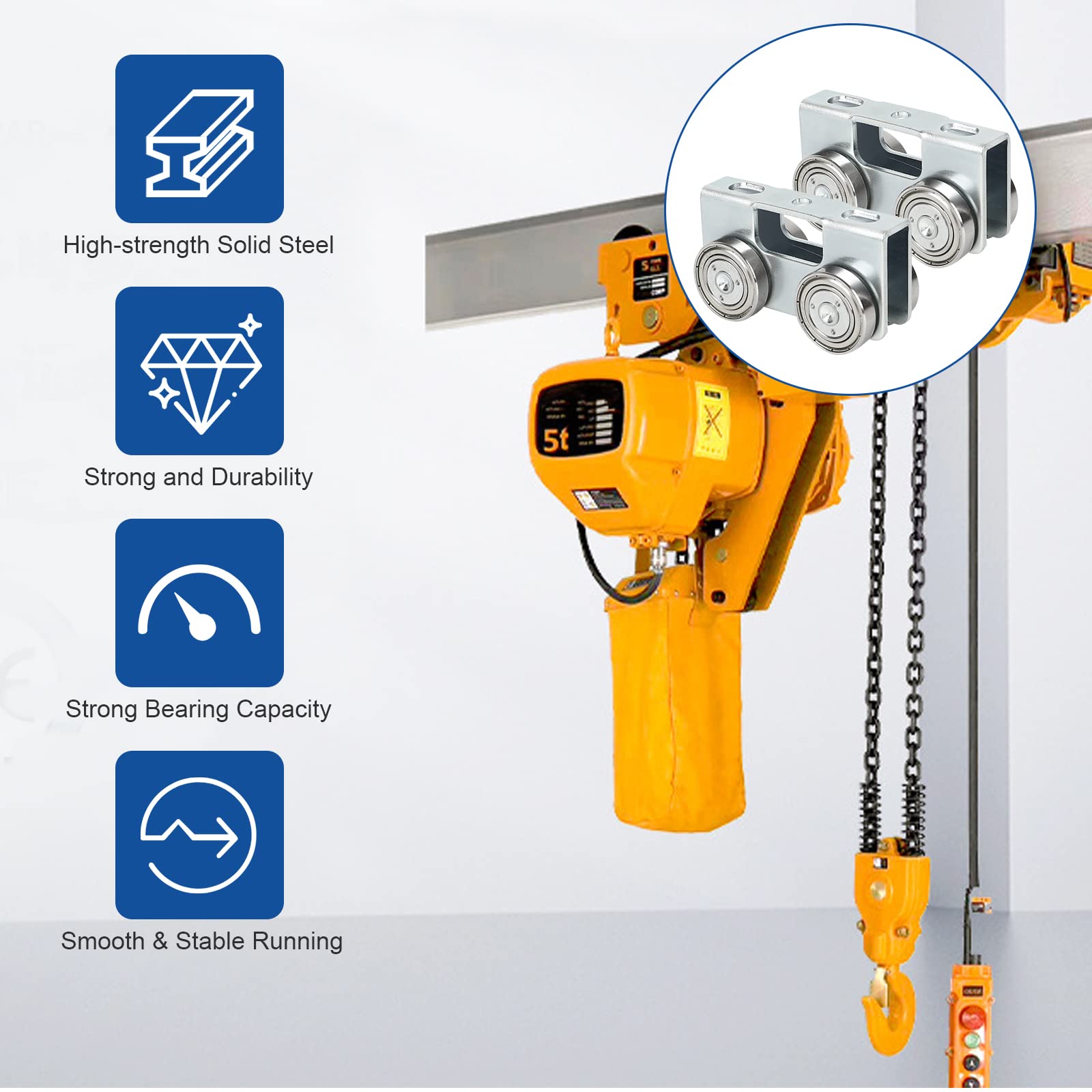 4 wheel trolley mounting roller trolley 2 pcs, CEIEVER 4 wheel light duty trolley assembly simple bolt installation for use with 1-5/8 wide and all 1-5/8 or larger strut channel