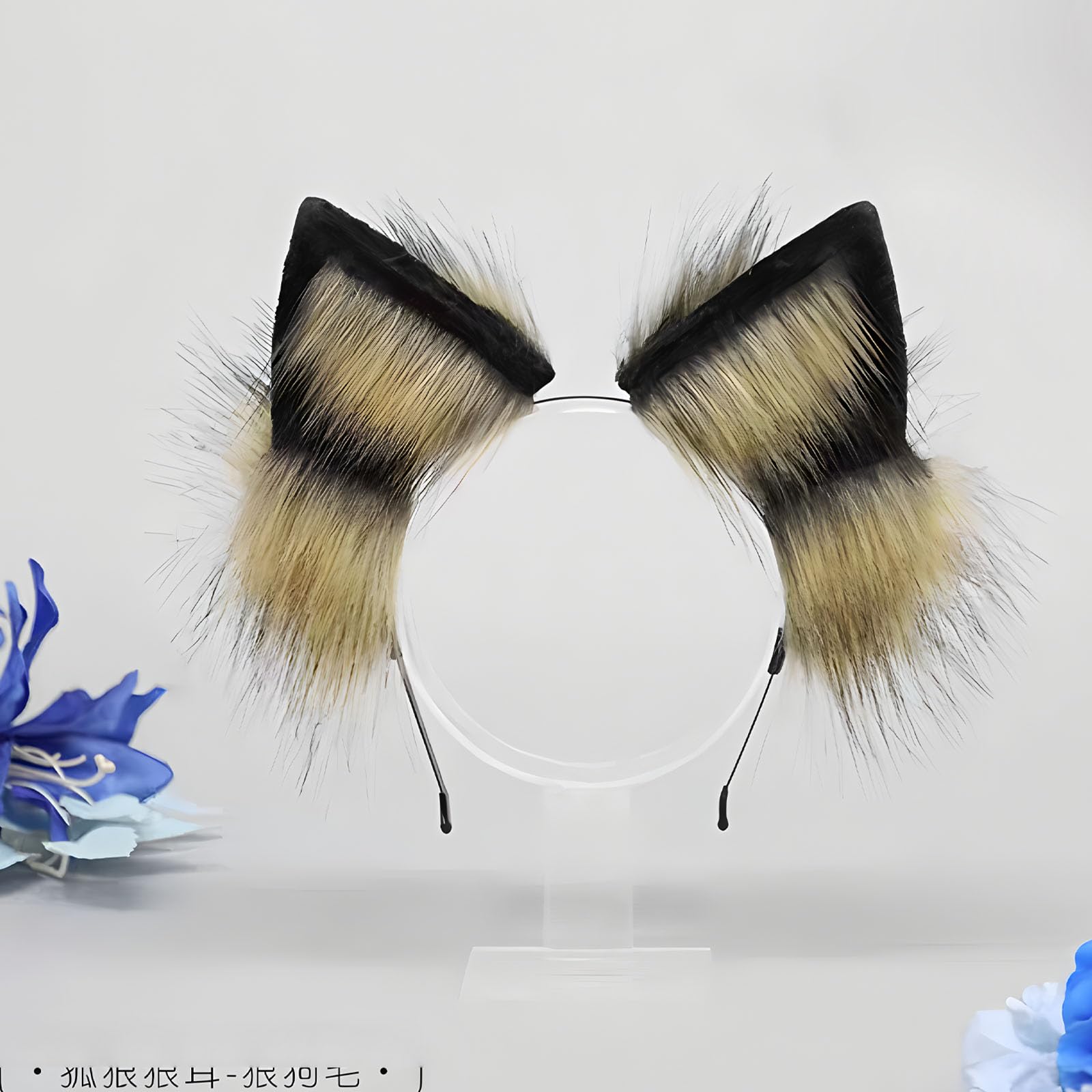 Ycfish Handmade Faux Fur Cat Ear Headband Cosplay Costume Party Cute Head Accessories for Halloween Fluffy Wolf Fox Cat Ears Headband Costume Hair Hoop (Black brown) - Image 3