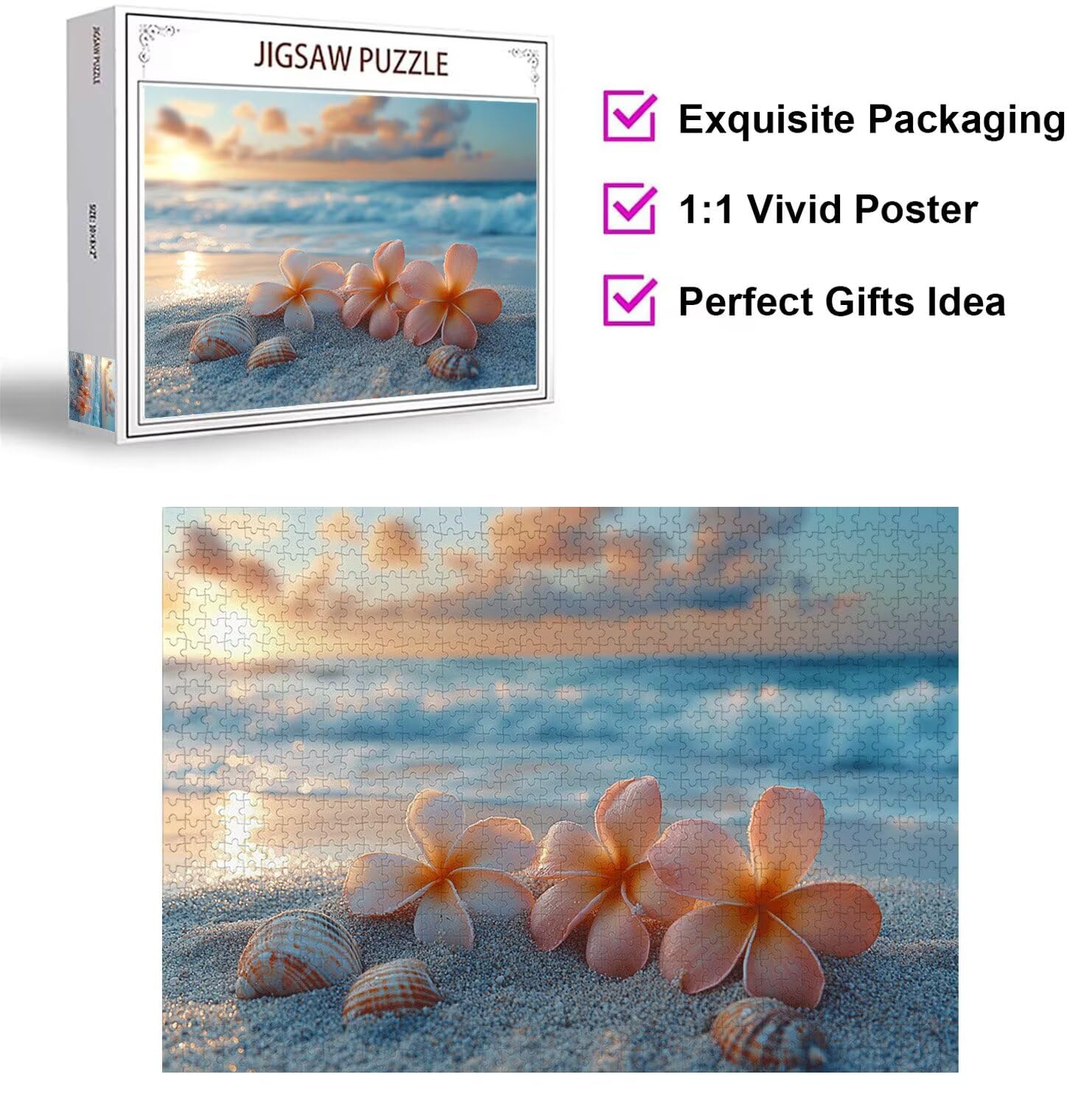 1500 sztuk puzzli dla dorosłych, gry rodzinne, kwiat plaża, n-265