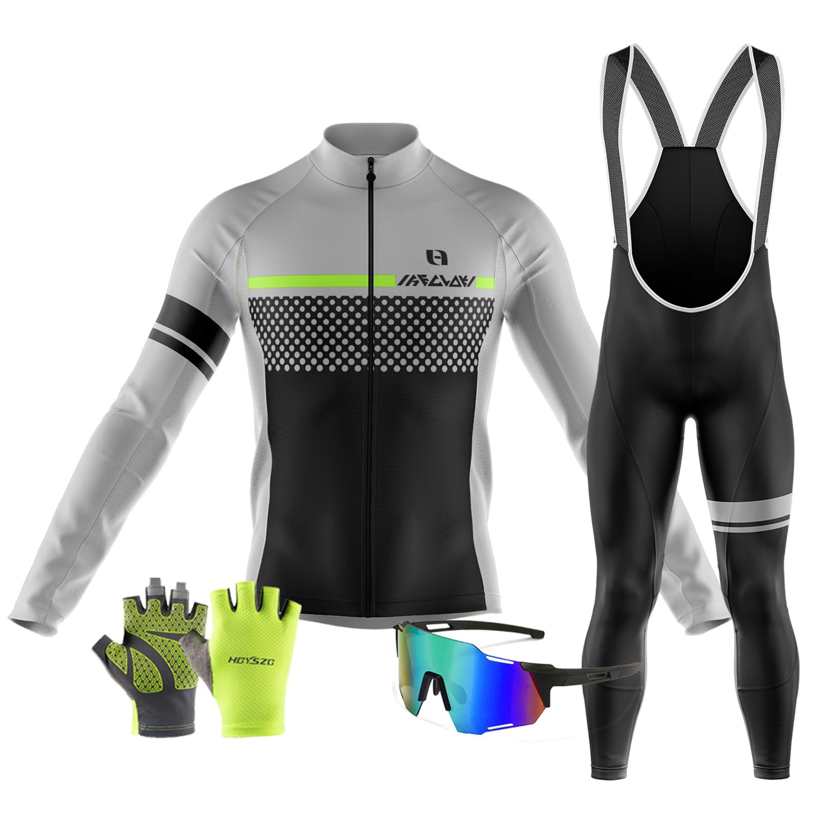 Cycling Jersey Men Set Bib Shorts Set Breathable Quick Dry Summer Mountain Bike Bicycle Suit Team Racing Uniform Clothes＋Cycling Windproof Goggles (TYP-1,M)