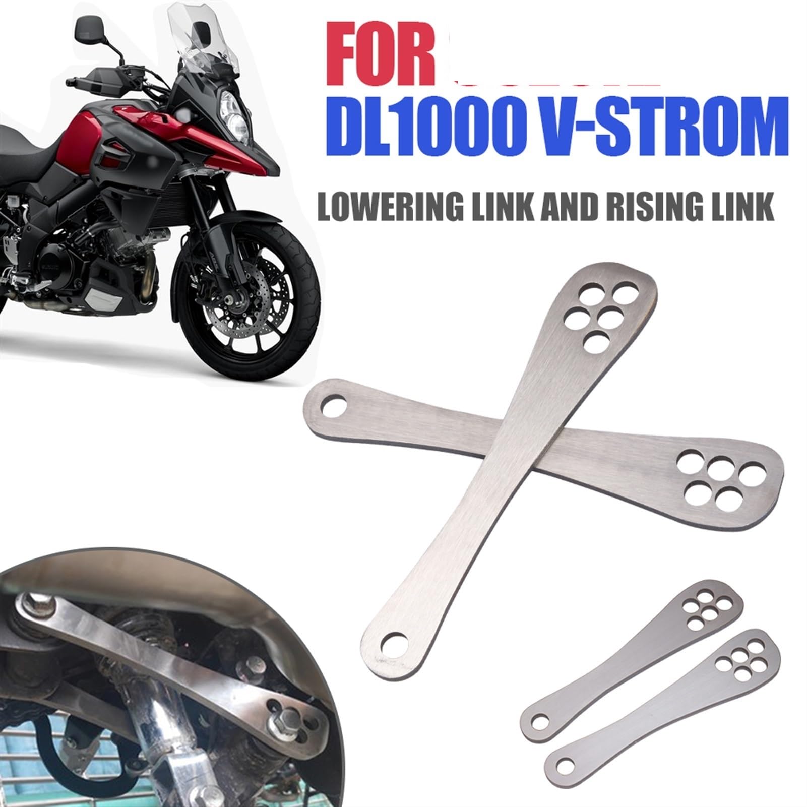 Liens ascendants d'abaissement de moto, bras arrière, coussin de Suspension, goutte de levier, for Suzuki, DL1000 v-strom DL 1000 VStrom VStrom1000 Kit de liaison d'abaissement(Size:Lowering Li