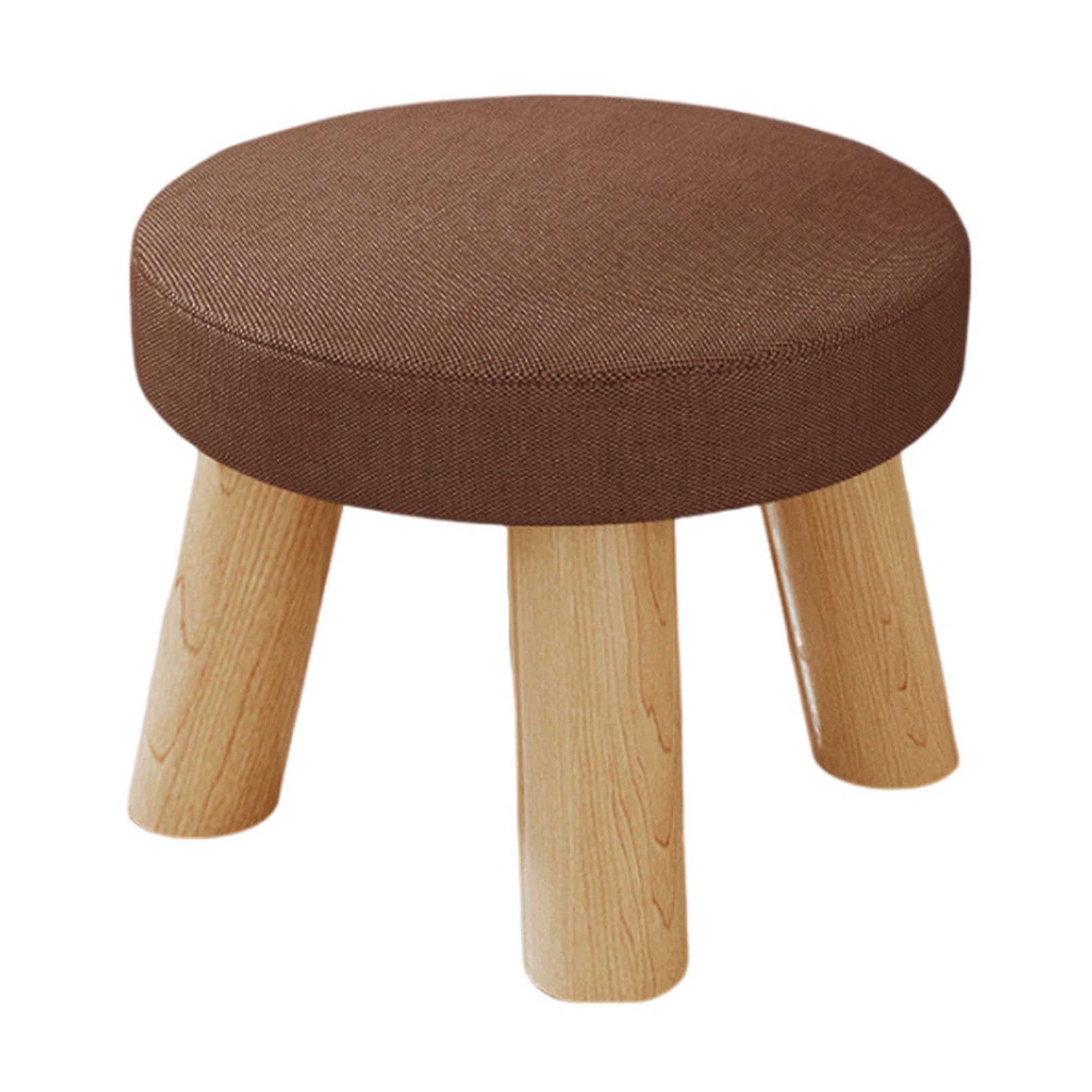 Dxpsxjl D Vanity Stool, Paddede Seat, Linen Woo Leg Bathroom Makeup Room Living Room, Adjustable, Lightweight, Urable, Portable, User-Friendly, Compact Adjustable Fit, Ottoman, Foot, Rest, Roun