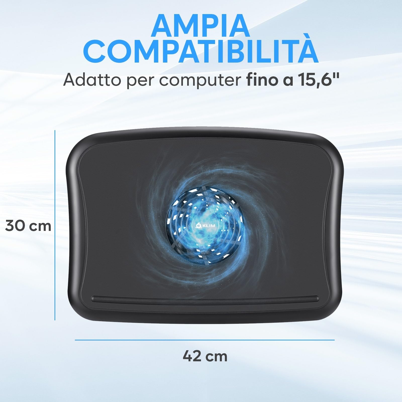 Base Raffreddamento KLIM Serenity Per Laptop 11-15.6" - 4 Ventole 1200 RPM, Griglia Metallica, Silenziosa, Blu - Foto 8
