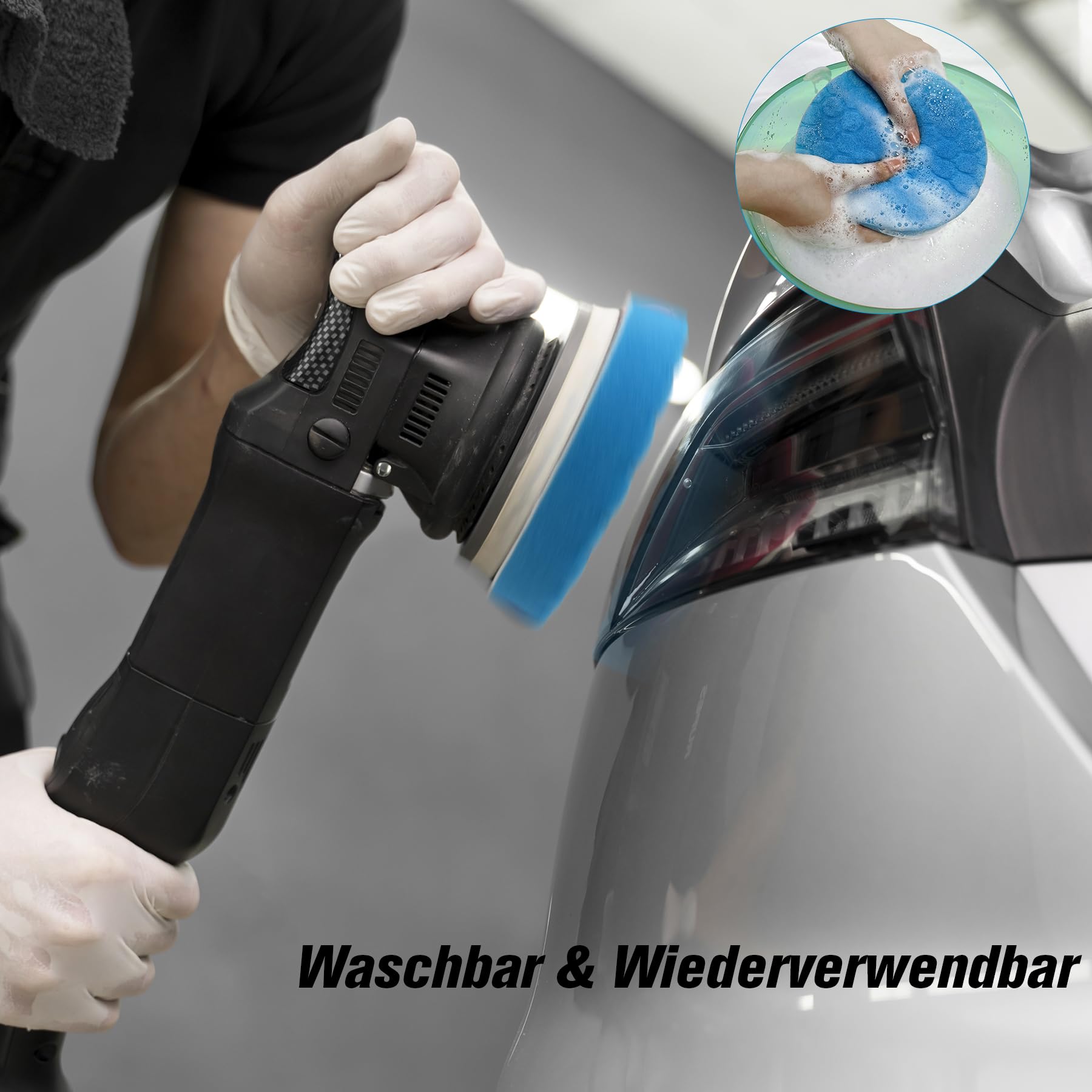 7tlg 150mm Polierpad Klett Set, Konvixon Waben Polieren Schwämme, Auto Polierpads, Wachs Polierschwamm Waschbar, Polishing Pad,vielseitiges Polierschaum Set für Exzenter Poliermaschine Schleifmaschine
