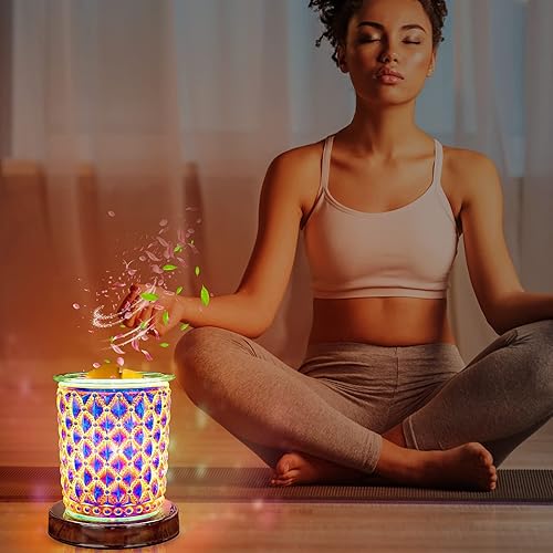 Miniatura 4 de Tensun Calentador de cera eléctrico – Calentador de cera de cristal para cera perfumada, vela táctil 3D, quemador de cera de fusión, difusor de cera