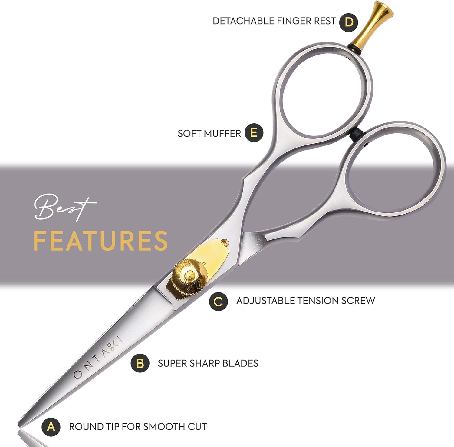 ONTAKI Premium Hand Forged Barber Salon Japanese Steel Beard Mustache Hair Shears Scissors for Bangs Haircuts : Beauty & Personal Care