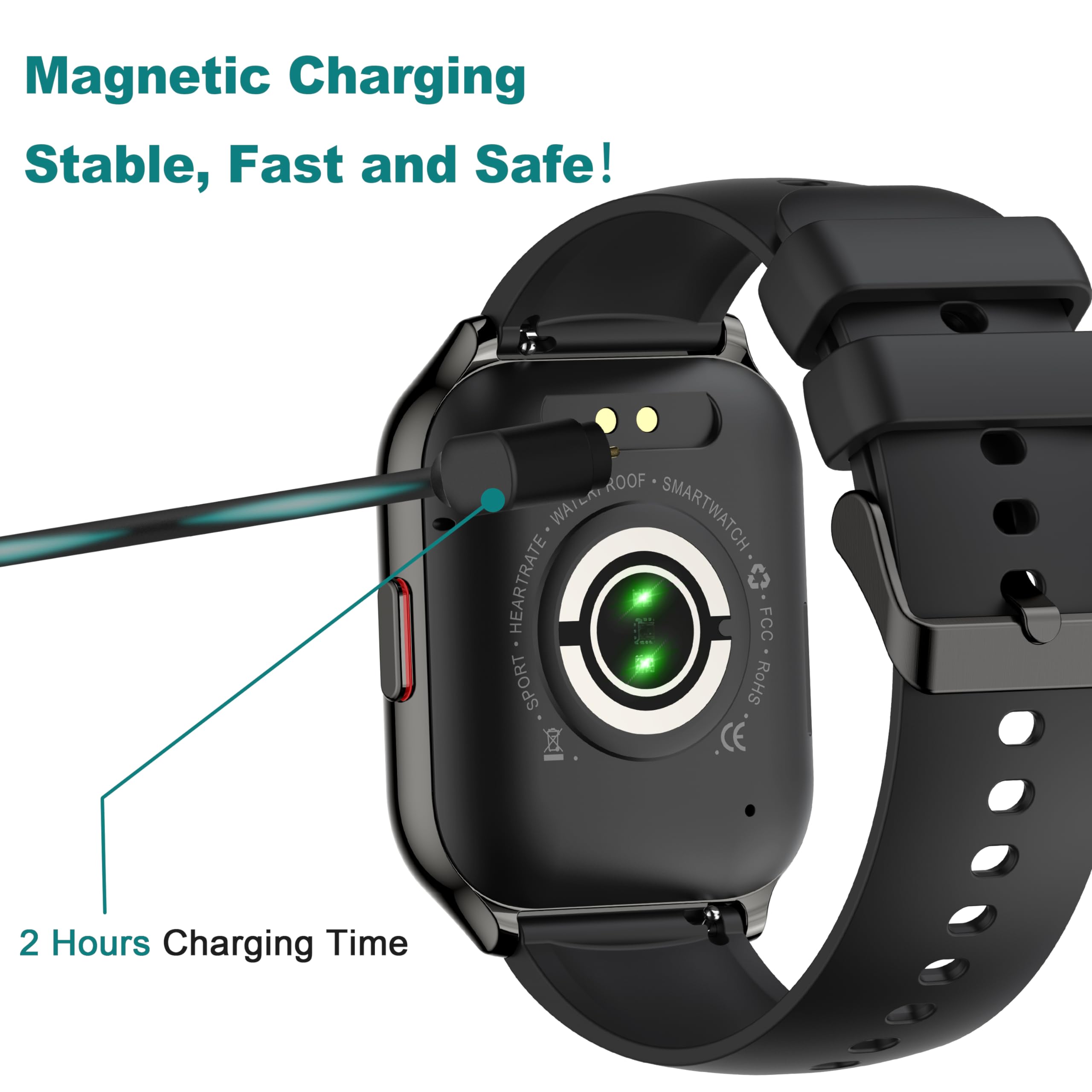 ZOSKVEE 2-Pack Chargers for P95 Smart Watch, Replacement Magnetic Charging Cable USB Charging Cord for P95 Smartwatch