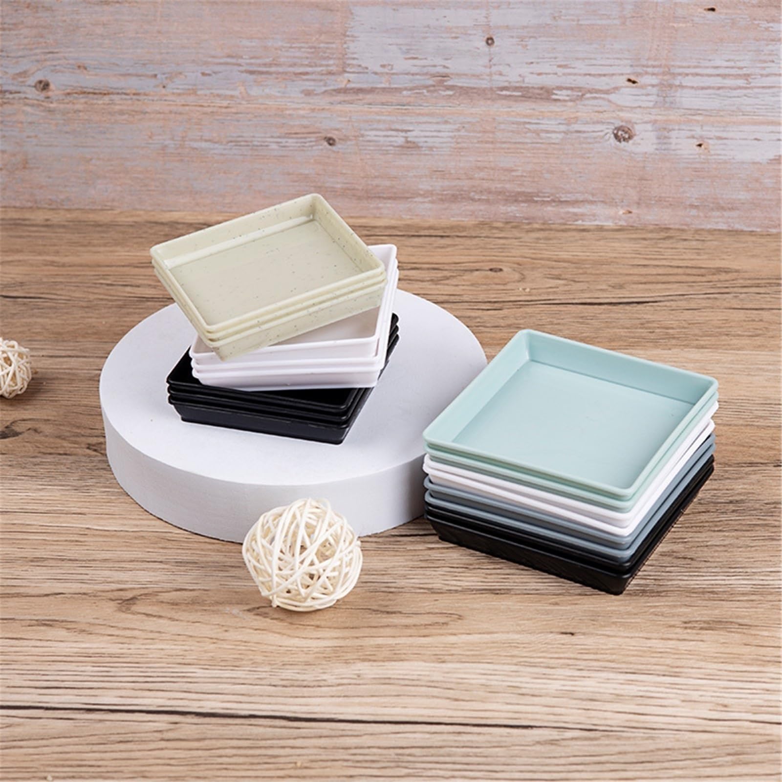 Sottovasi per Fiori Vassoi antigoccia Quadrati for Piante in Vaso da 10 Pezzi Vaso(Nero,Grande)