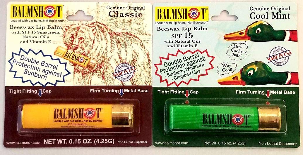 BALMSHOT Lip Balm Two Pack of Classic & Cool Mint