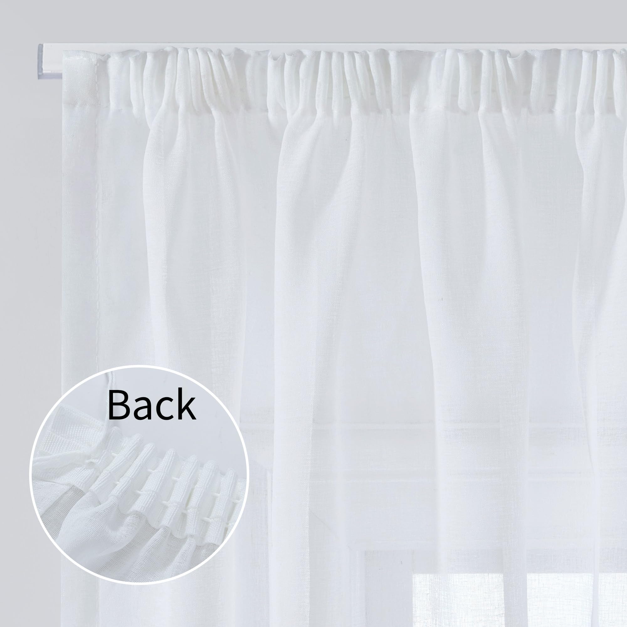 Deconovo Tende Voile per Interni 140x290 CM Bianco 2 Pannelli
