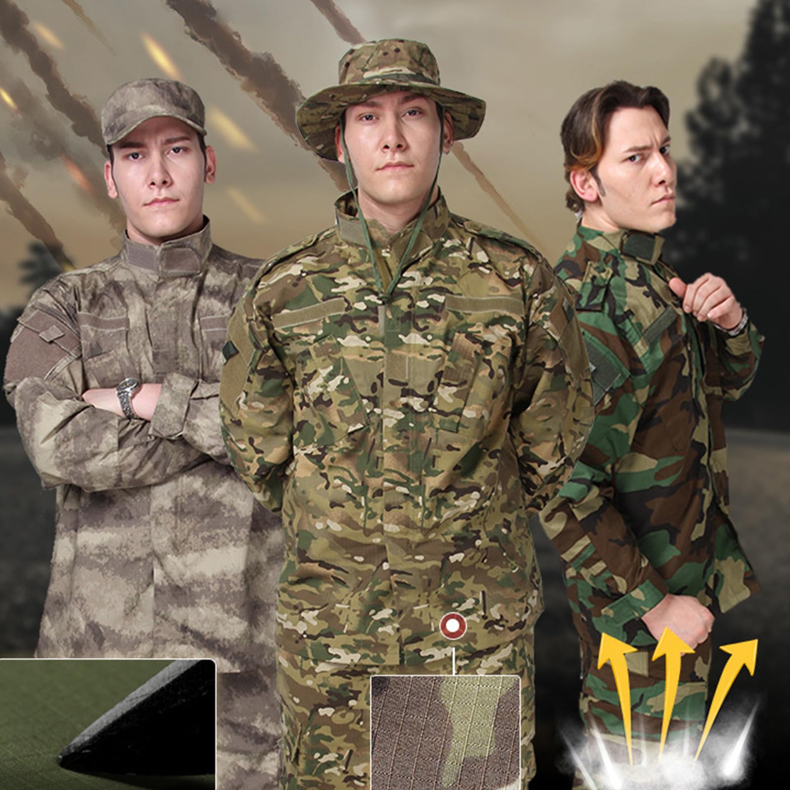 Tuta da allenamento traspirante traspirante misto cotone mimetico abbigliamento per sport all'aria aperta trekking campeggio escursionismo misto cotone mimetico allenamento